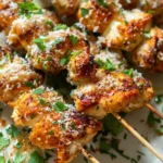 Air Fryer Garlic parmesan Chicken Skewers