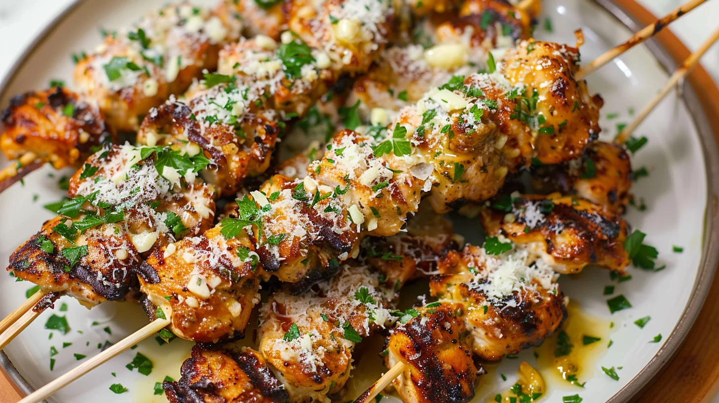 Air Fryer Garlic parmesan Chicken Skewers