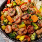 10 Minute Air Fryer Chicken Sausage and Veggies
