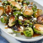 Air Fried Brussels Sprouts With Balsamic Honey Glaze and Feta