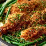 Air Fried Chicken Green Beans and Mashed Potatoes