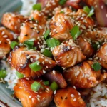 Air Fried Teriyaki Salmon Bites Rice Bowl