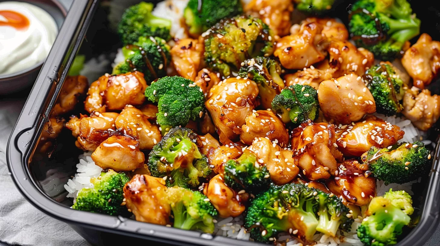 Air Fryer Chicken and Broccoli With Teriyakihoney Glaze