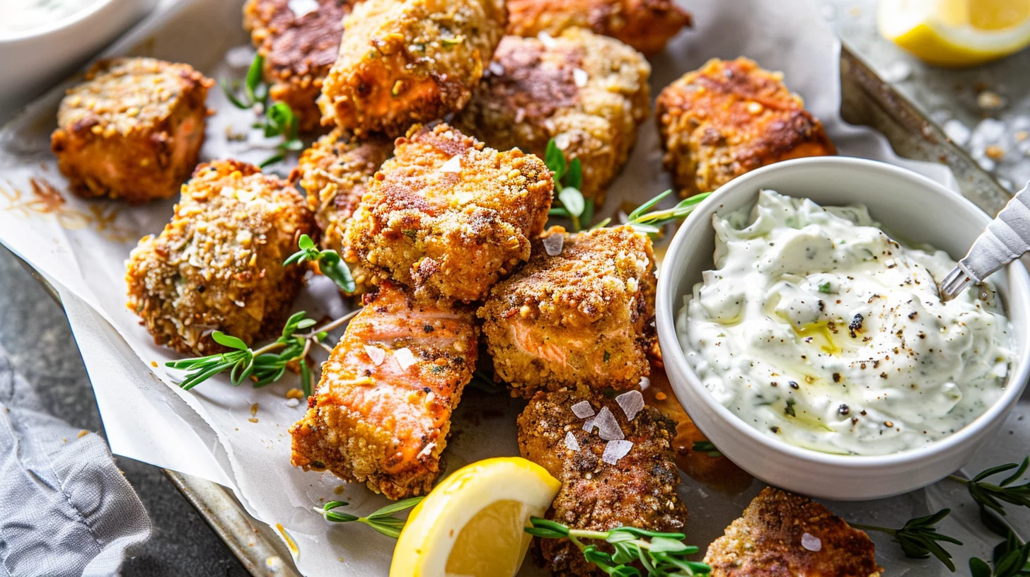 Air Fryer Greek Salmon Bites