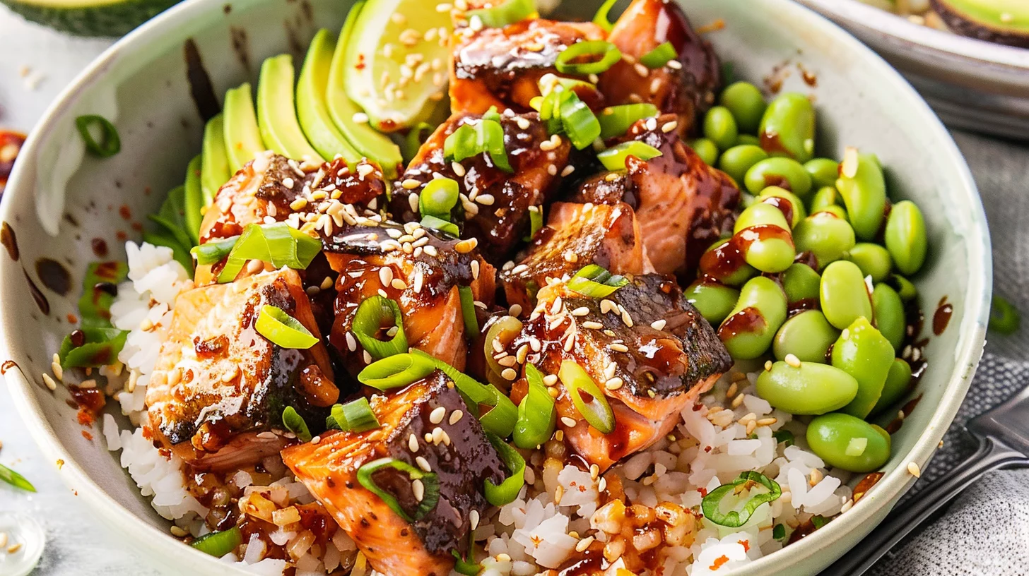 Air Fryer Salmon Bite Bowls With Chili Crunch