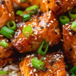 Air Fryer Salmon Bites Over Rice