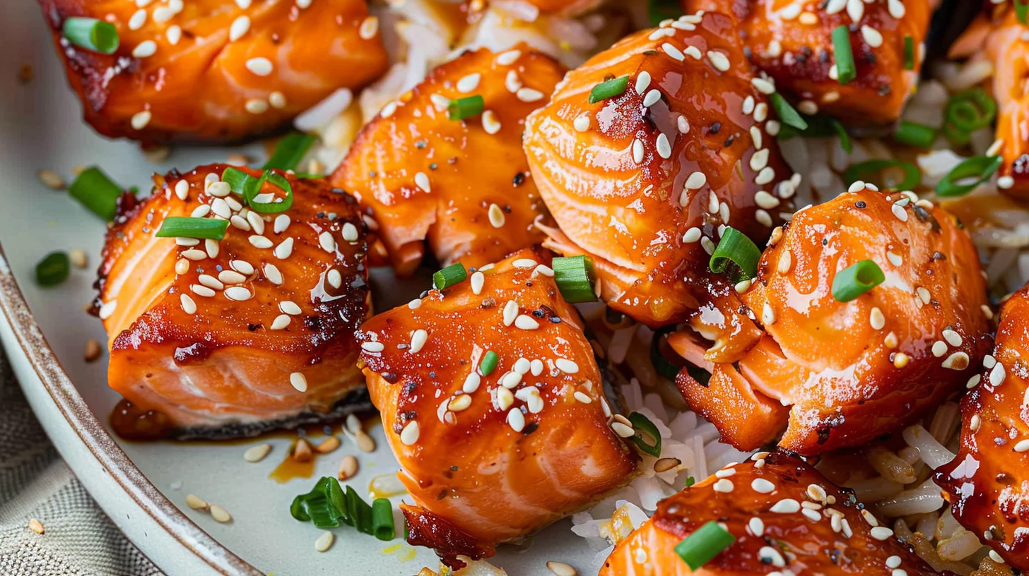 Air Fryer Salmon Bites With Coconut Rice