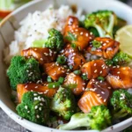 Air Fryer Teriyaki Salmon Bites Rice Bowl
