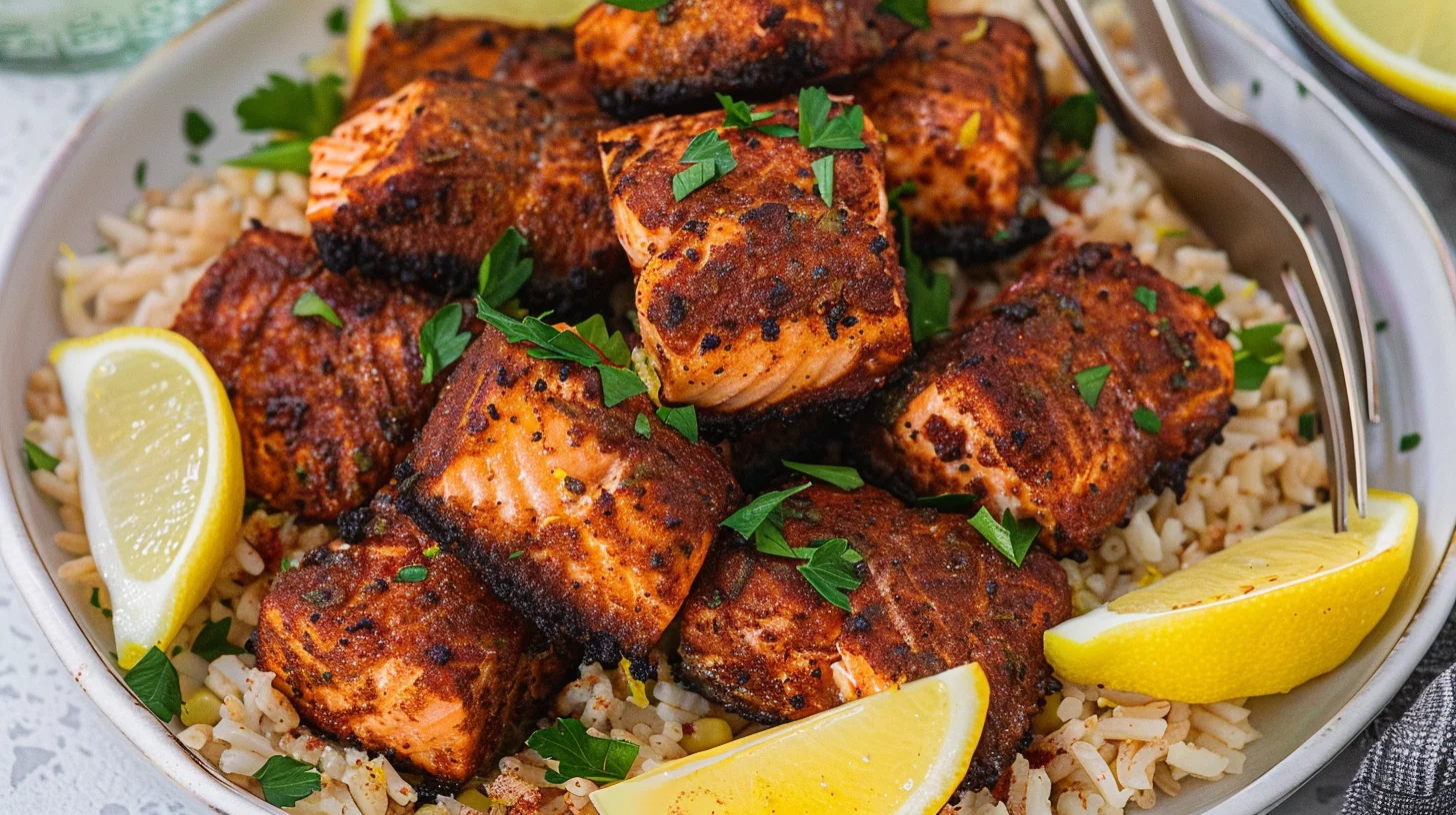Blackened Air Fryer Salmon Bites