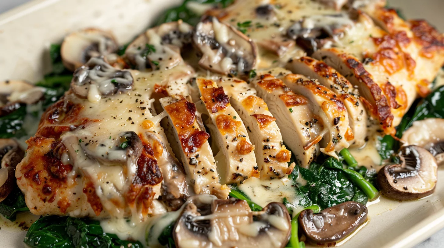 Chicken Spinach and Mushroom Low Carb Oven Dish