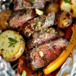 Easy Garlic Steak and Potatoes Foil Packets
