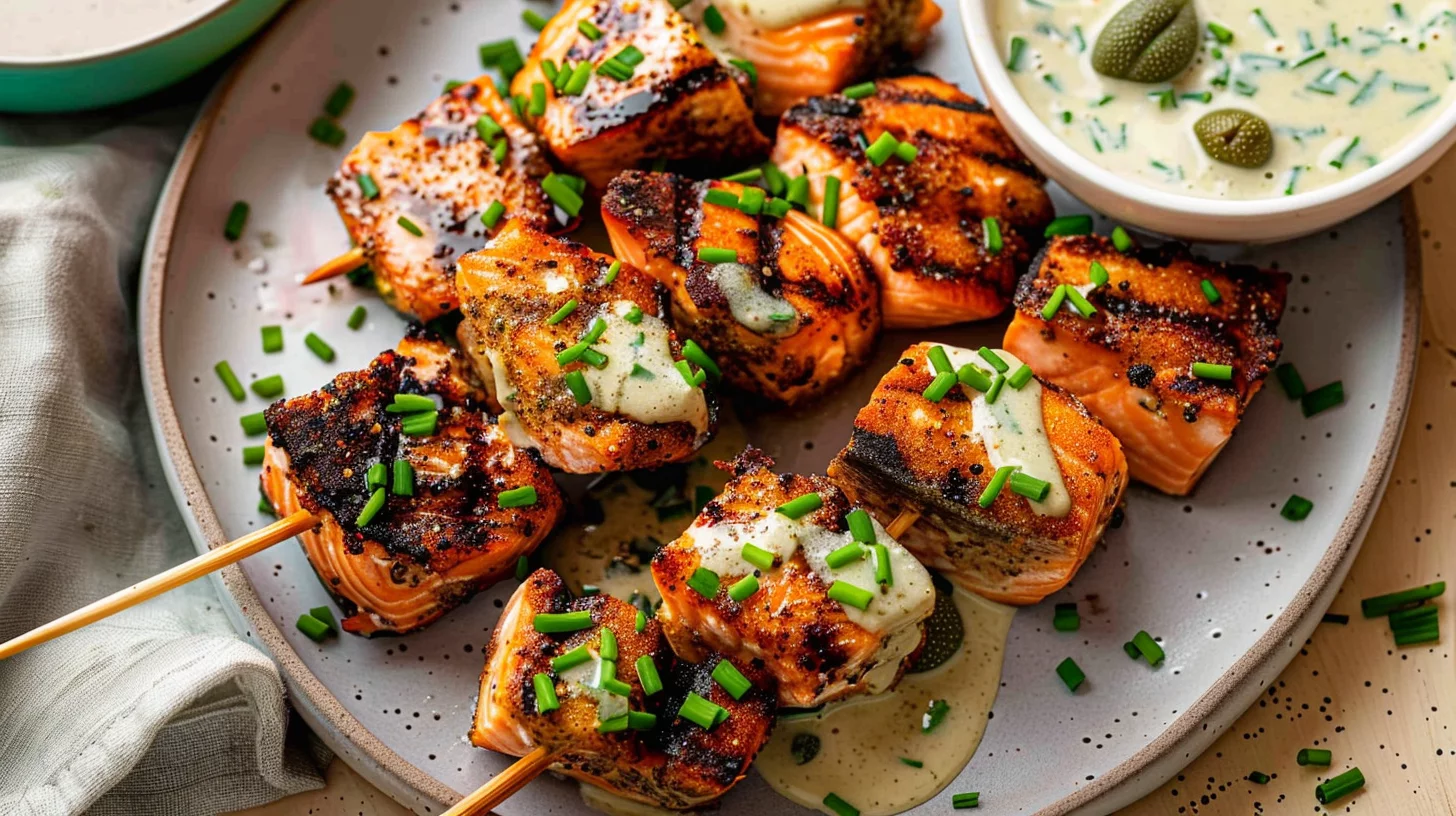 Salmon Bites With Creamy Caper-chive Sauce
