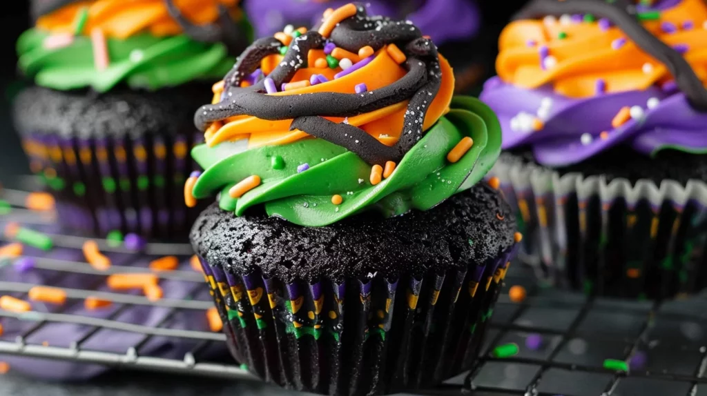 Air Fryer Black Velvet Cupcakes for Halloween