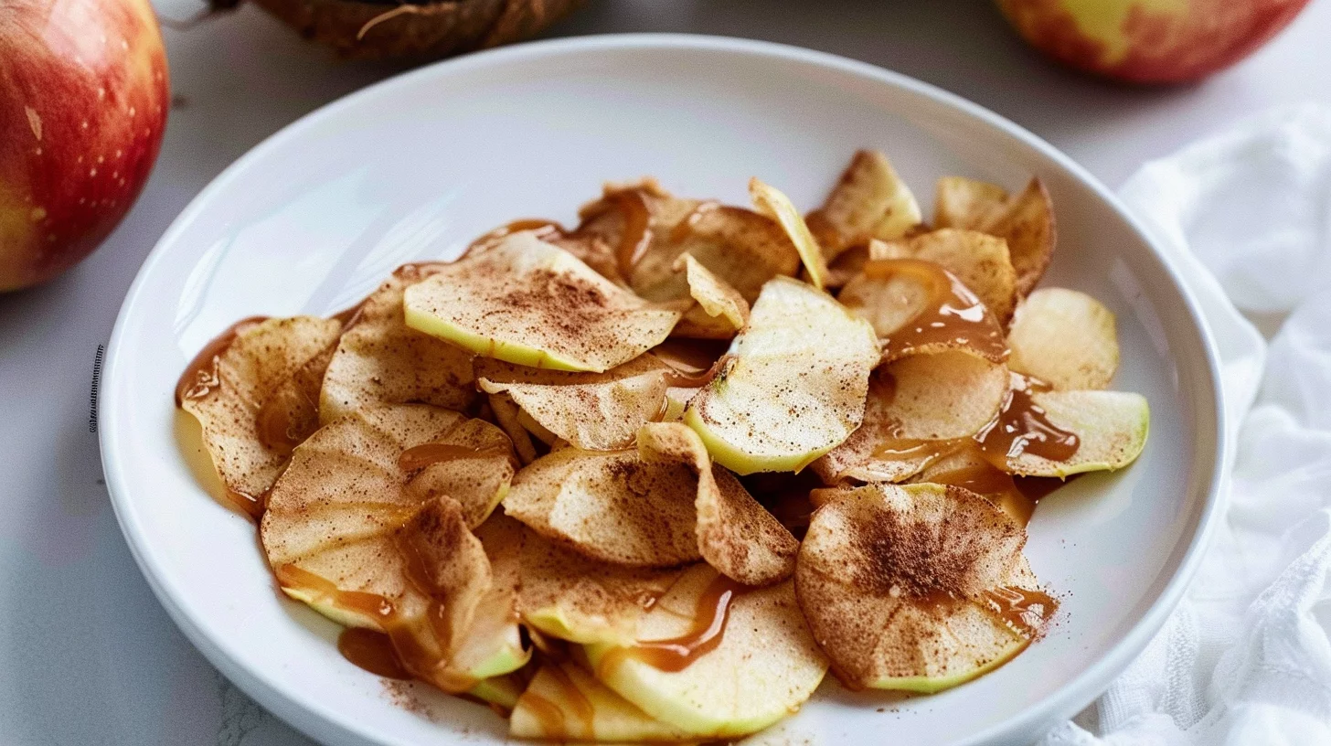 Air Fryer Caramel Apple Chips Kid Friendly Snack