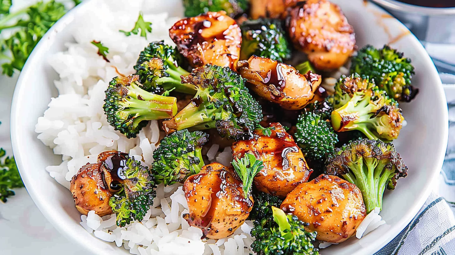 Air Fryer Chicken Bites and Broccoli Combo