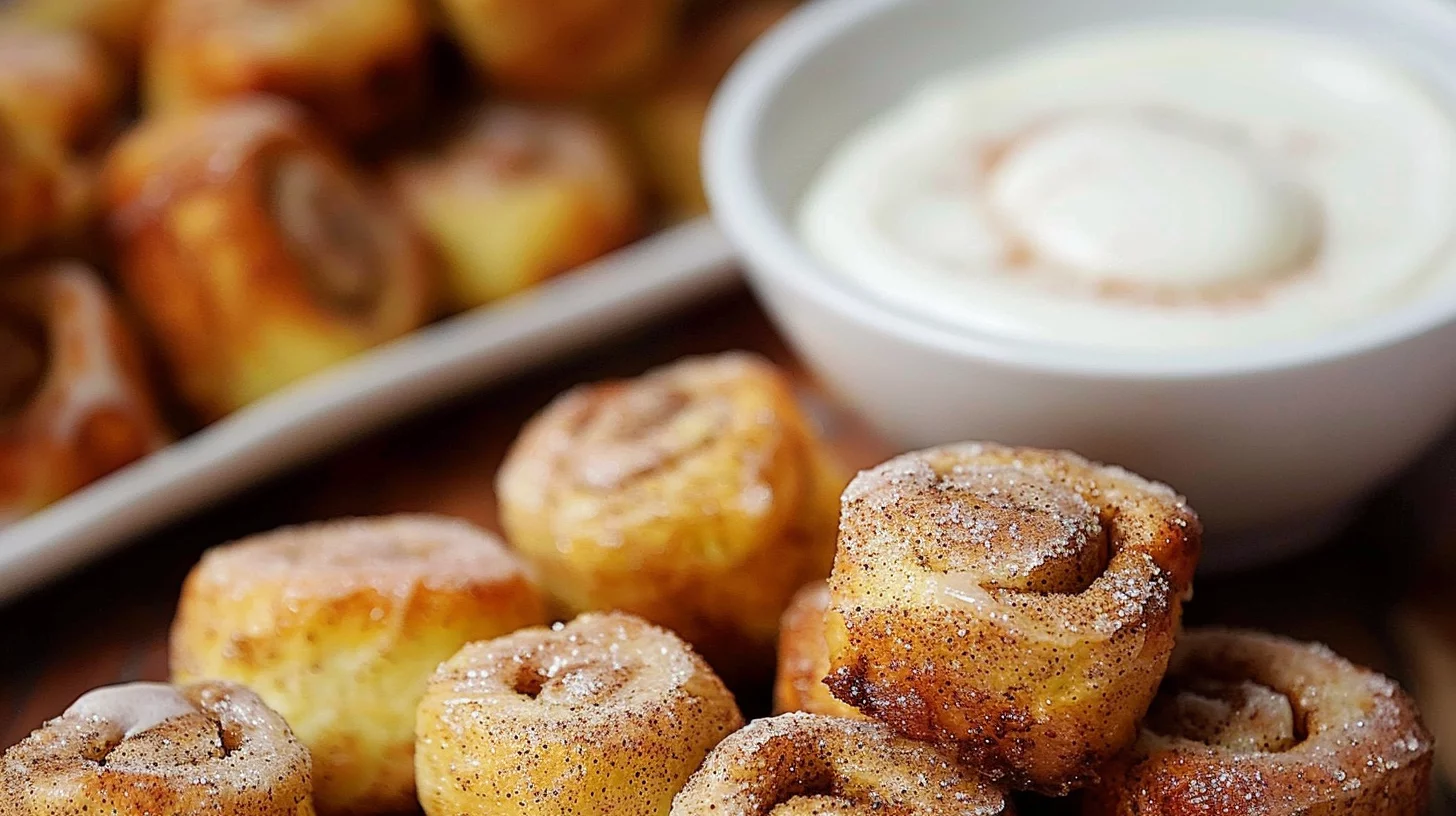 Air Fryer Cinnamon Roll Bites with Icing Dip