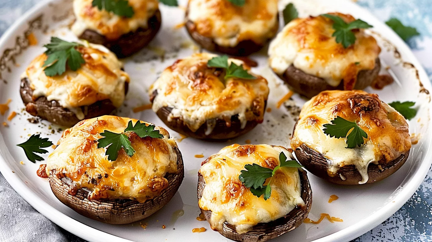 Air Fryer Festive Stuffed Mushrooms with Cheese