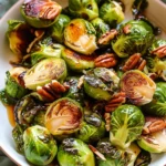 Air Fryer Maple Glazed Brussel Sprouts with Pecans