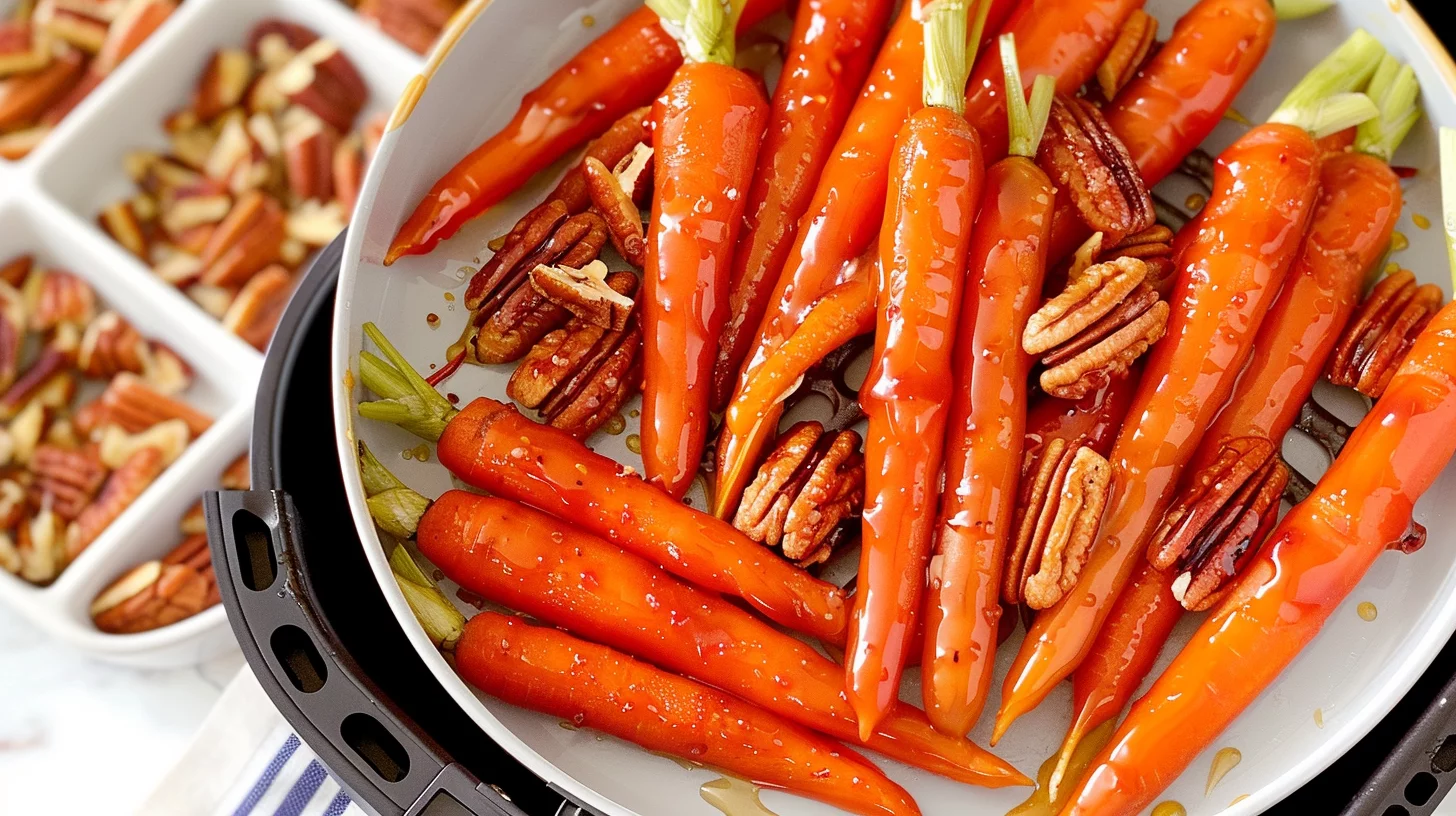 Air Fryer Maple Glazed Carrots with Pecans