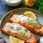 Air Fryer Salmon With Creamy Dill Sauce