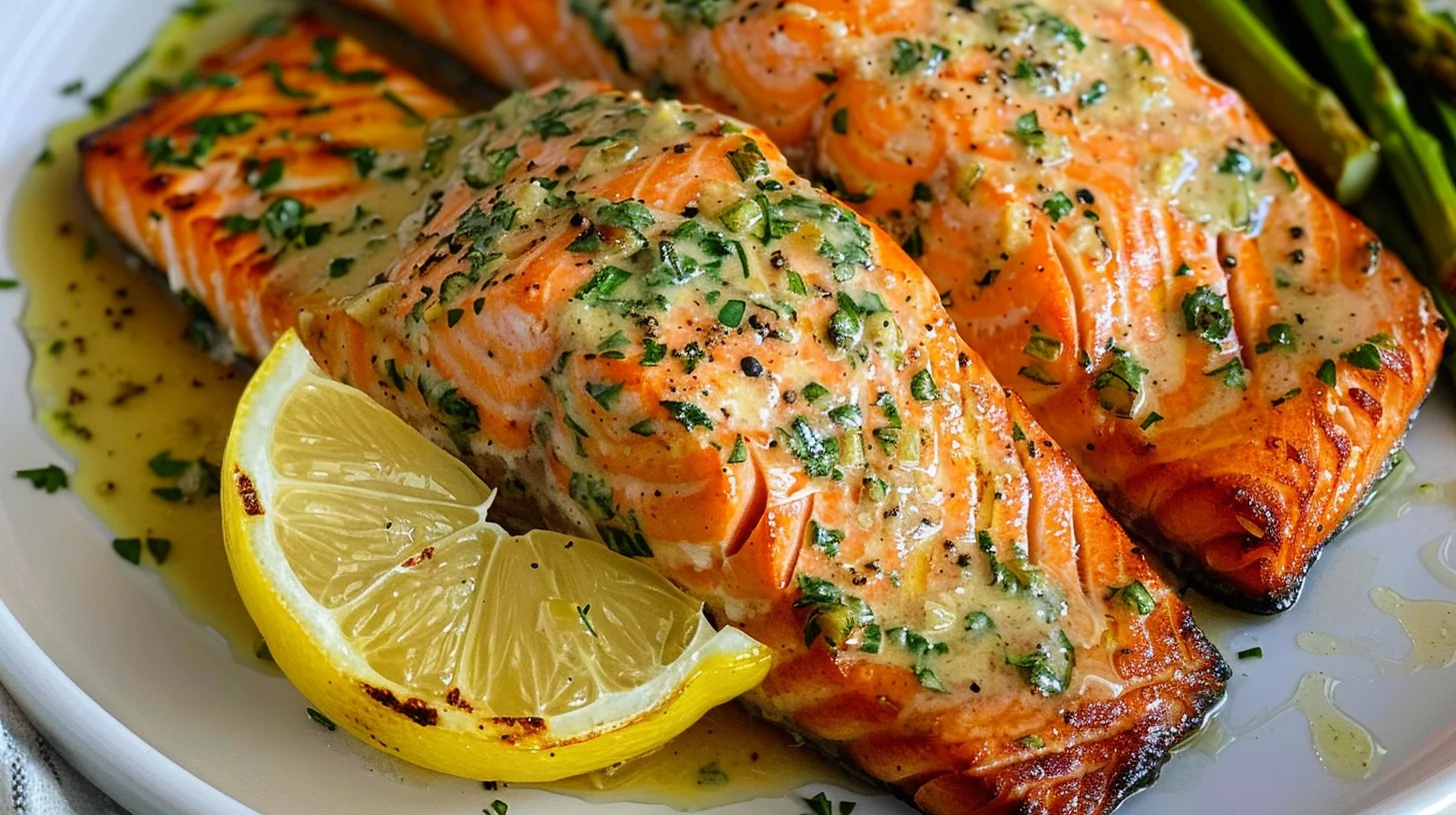 Air Fryer Salmon With Garlic Herb Butter