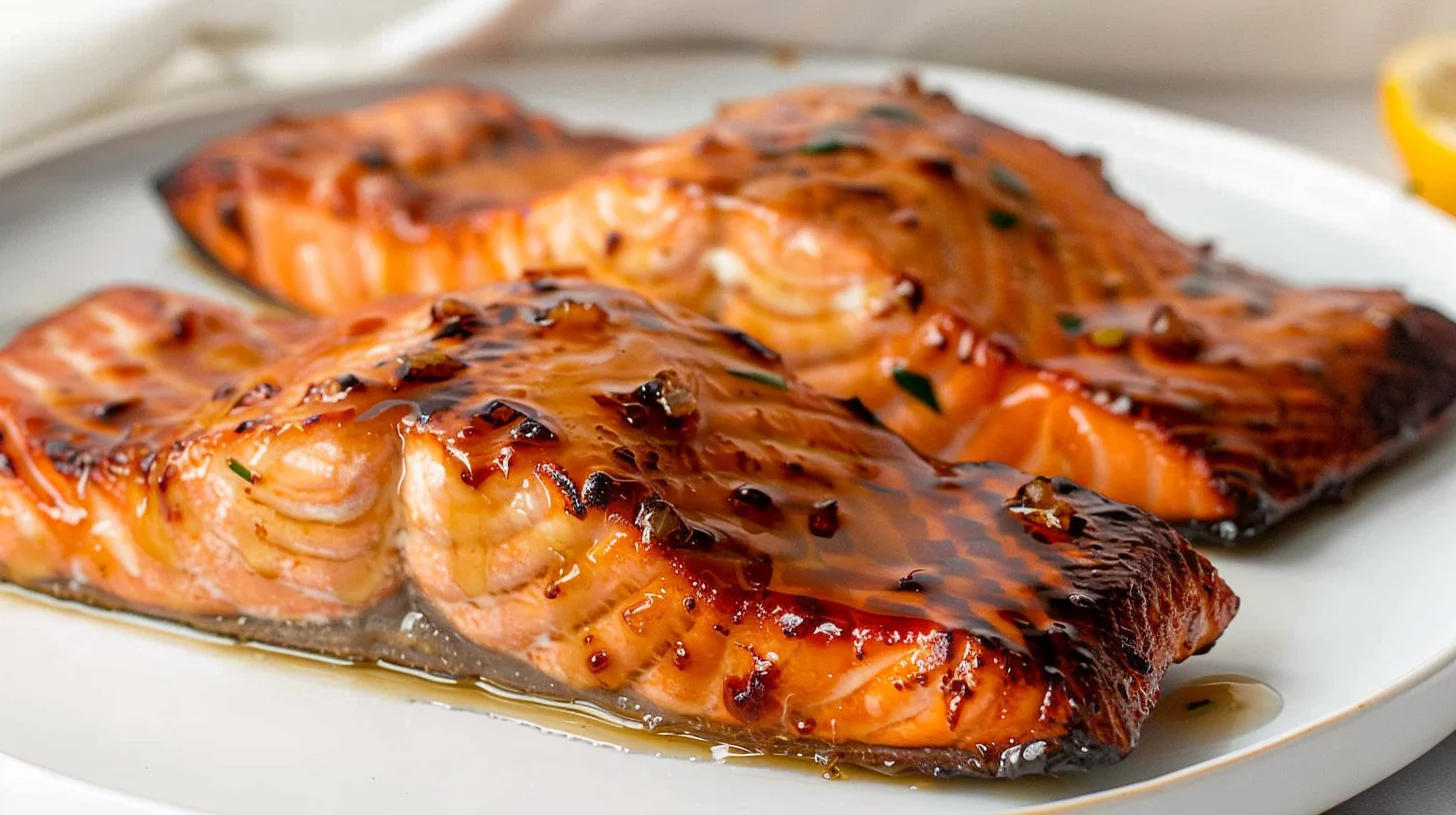 Air Fryer Salmon With Garlic Honey Glaze