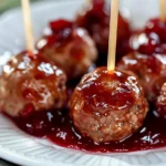 Air Fryer Turkey Meatballs with Cranberry Glaze