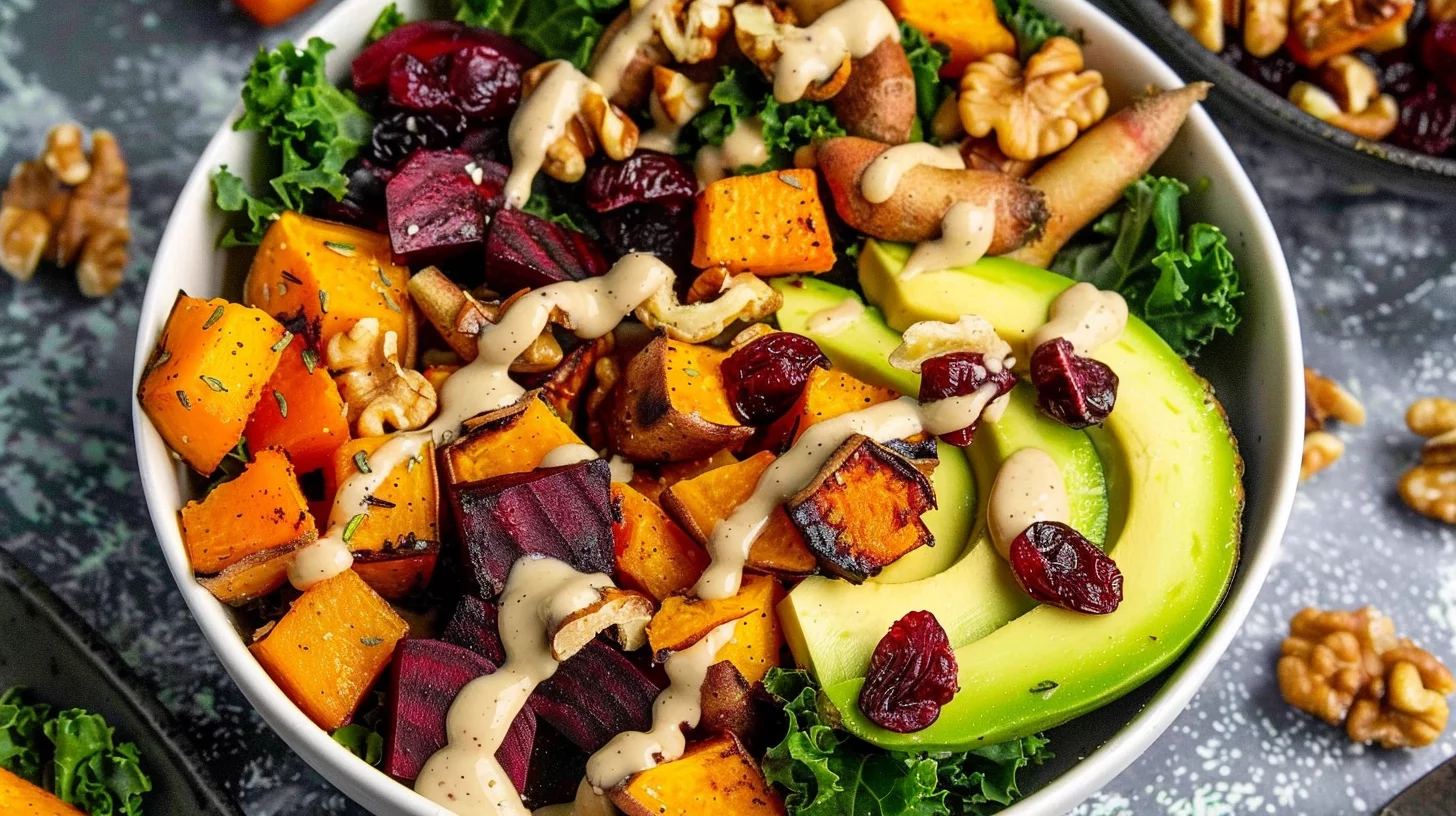 Air Fryer Veggie Power Bowls with Tahini Dressing