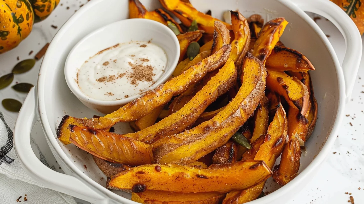 Crispy Air Fryer Pumpkin Fries with Cinnamon Dip