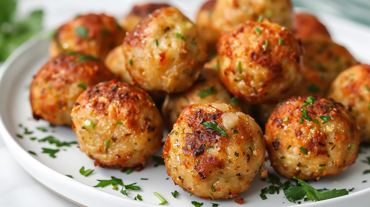 Crispy Garlic Butter Air Fryer Stuffing Balls