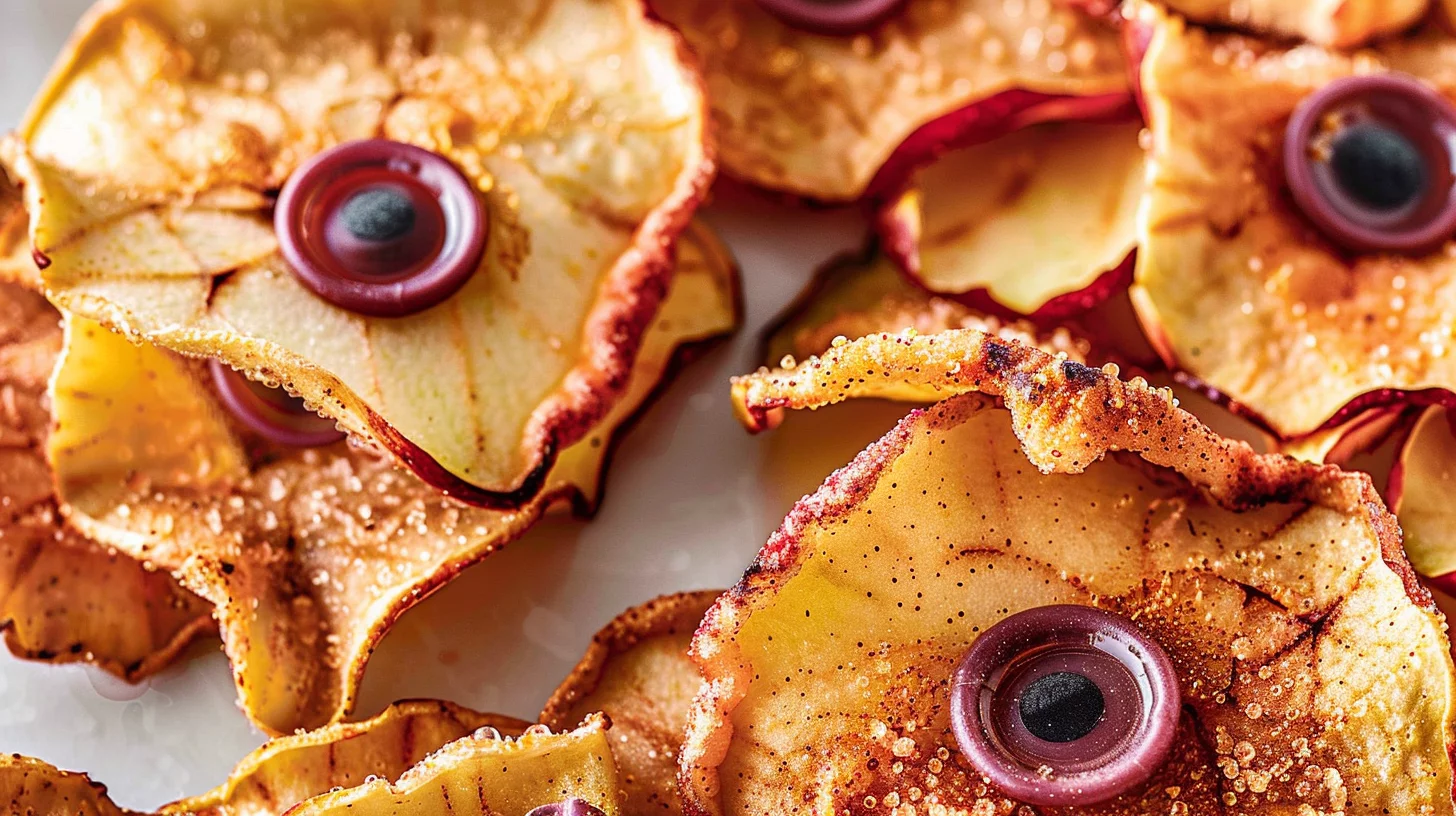 Monster Air Fryer Apple Chips with Candy Eyes