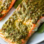 Pesto Crusted Air Fryer Salmon