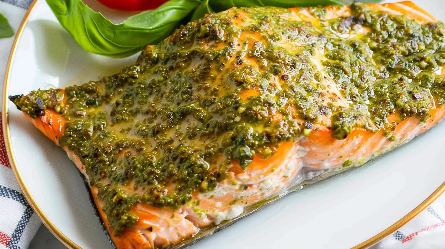 Pesto Crusted Air Fryer Salmon