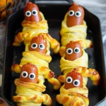 Spooky Air Fryer Mummy Dogs with Cheese Wrap
