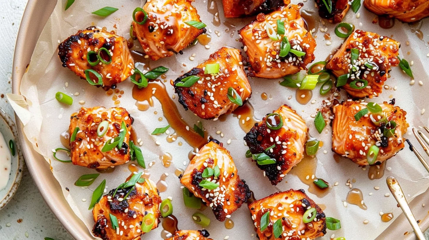 Sweet and Spicy Air Fryer Salmon Bites