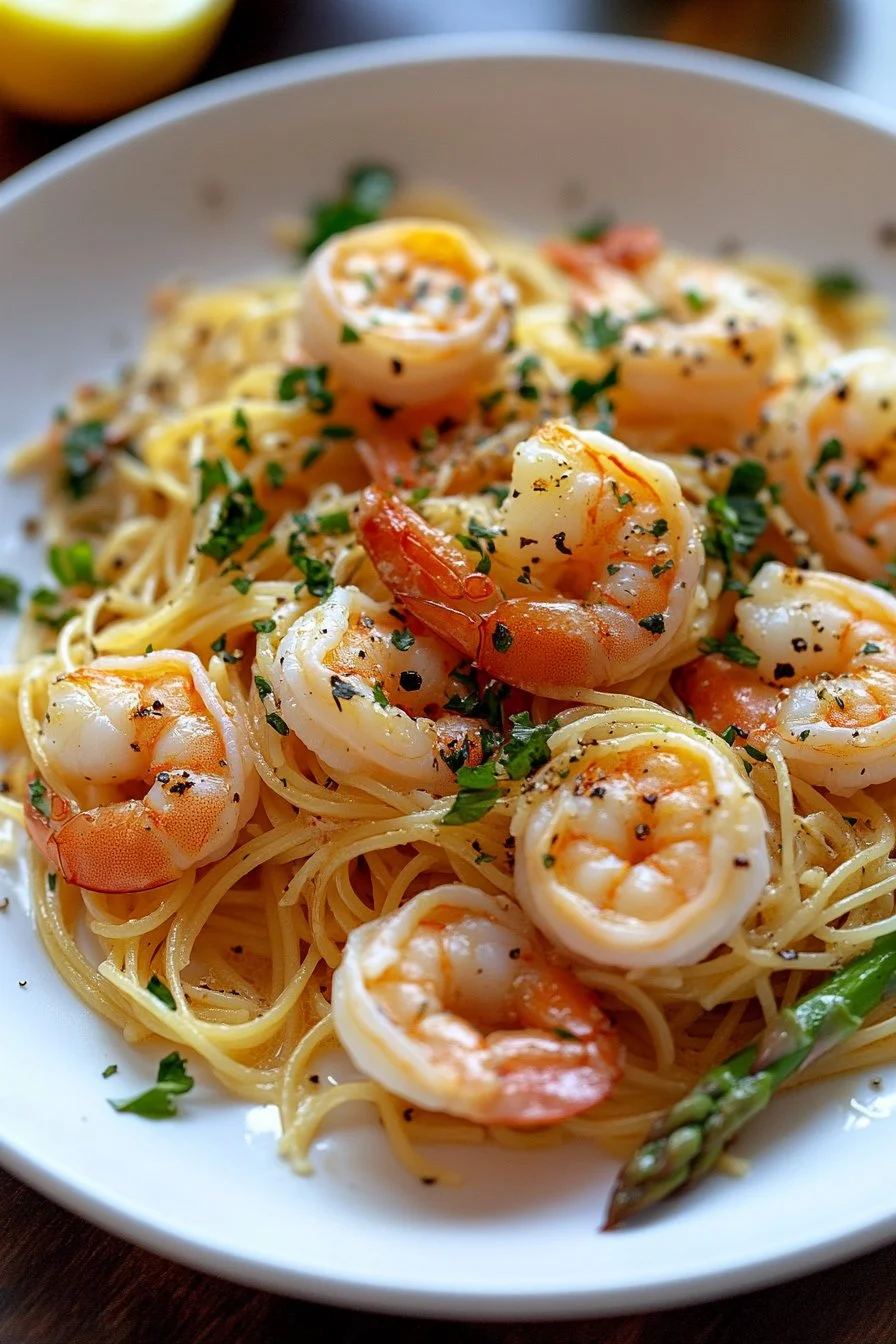 Asparagus Shrimp Angel Hair Pasta