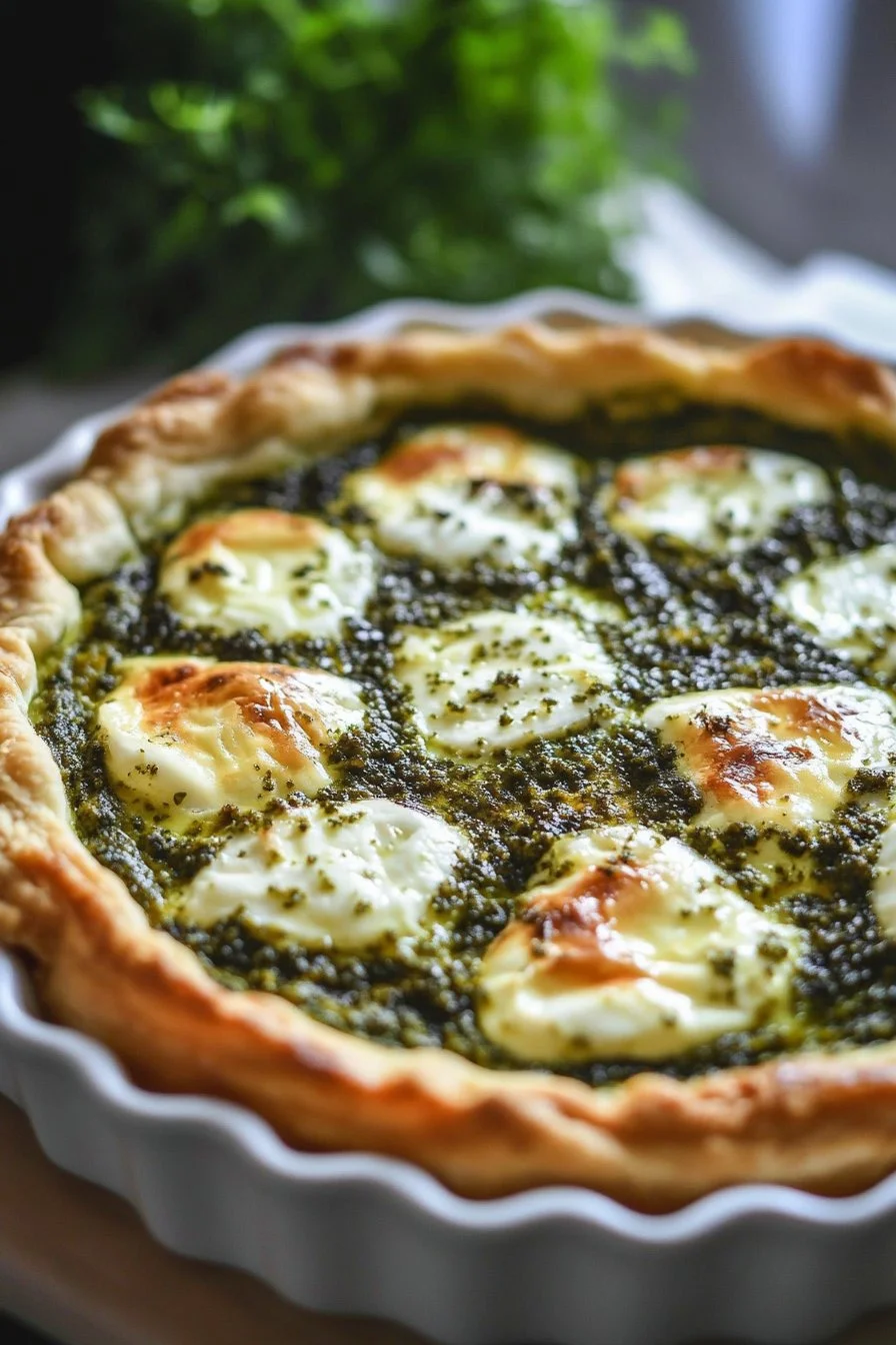 Italian Quiche with Pesto and Mozzarella