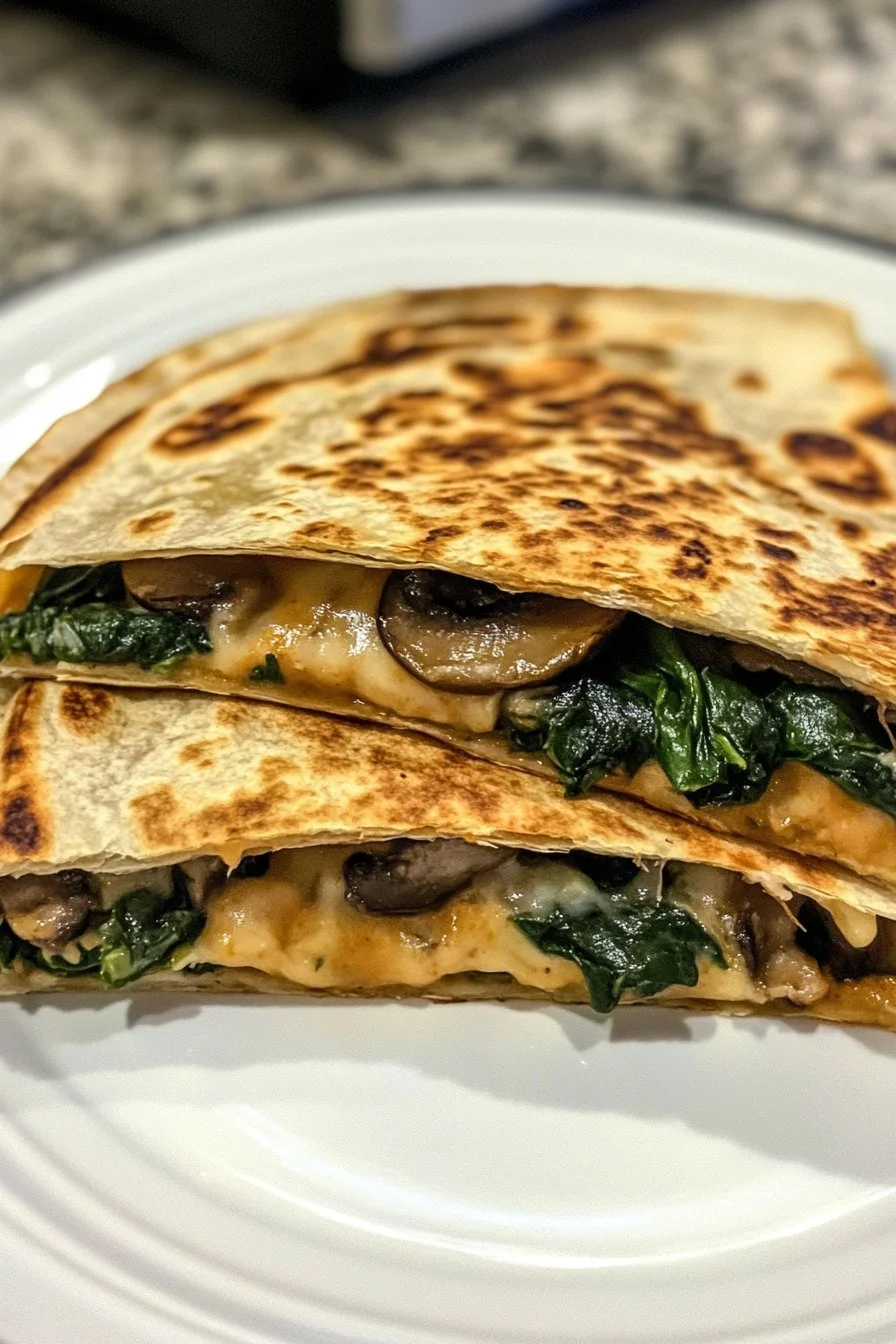 Cheese, Spinach, and Mushroom Quesadillas
