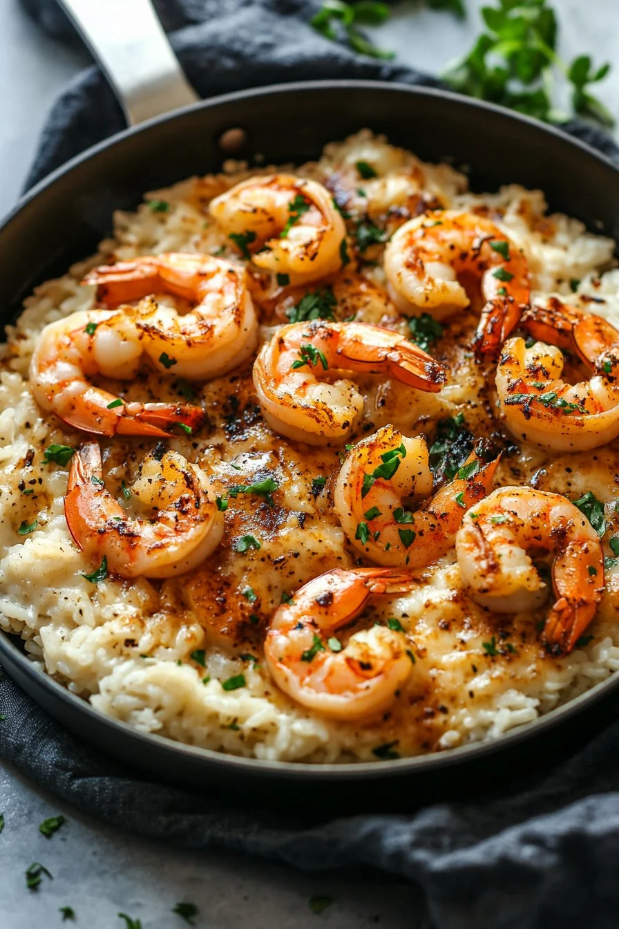 Creamy Garlic Butter Shrimp with Rice