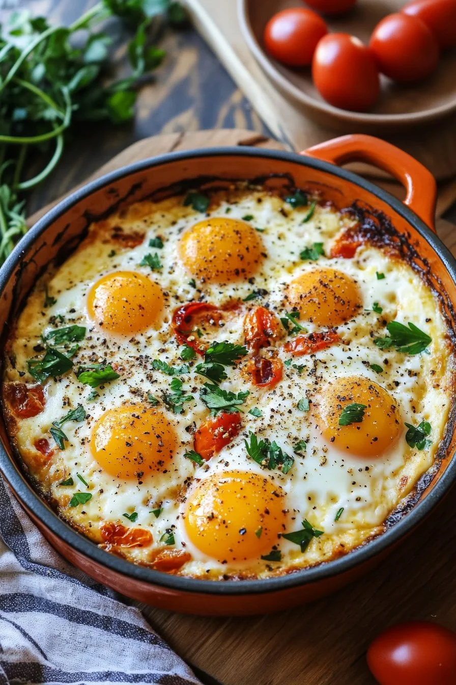Baked Eggs with Cottage Cheese