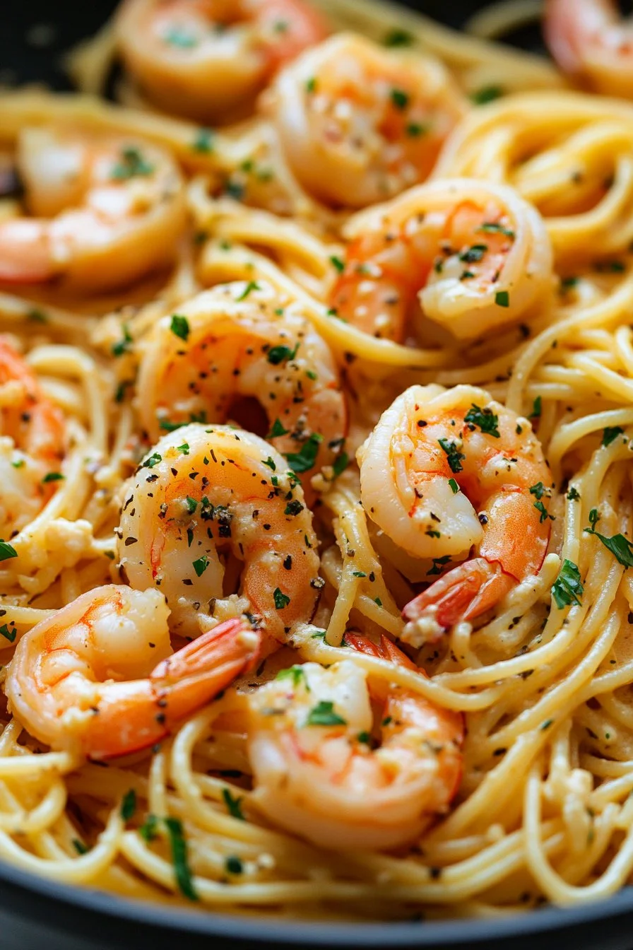 Spaghetti with Shrimp and Creamy Garlic Aioli