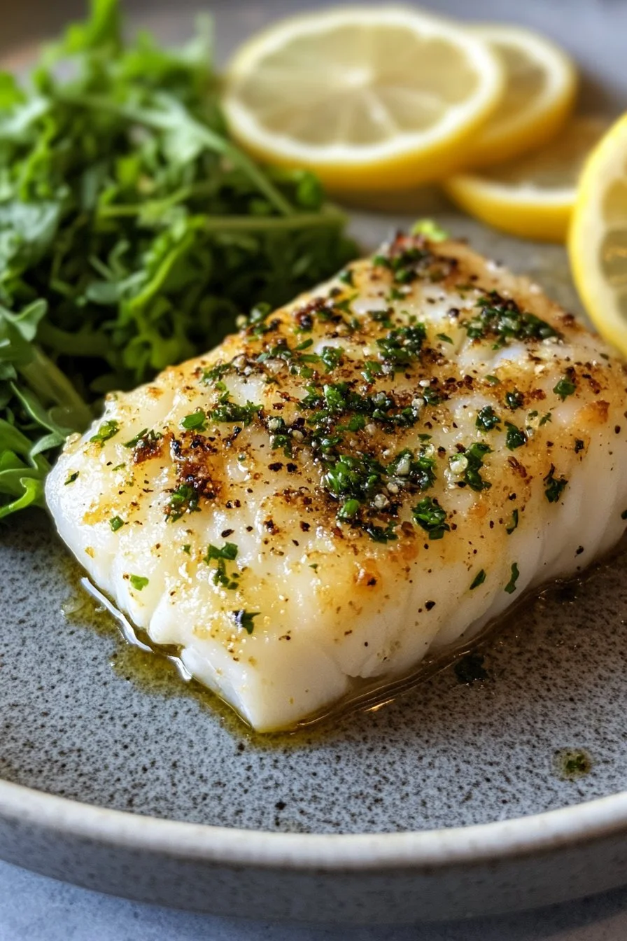 Lemon Garlic Butter Cod with Crispy Skin