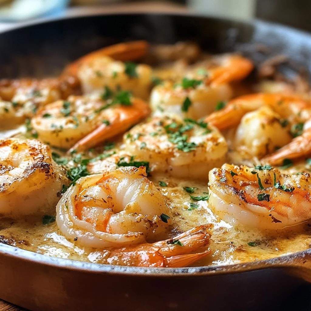 Delicious baked stuffed shrimp casserole topped with breadcrumbs and herbs