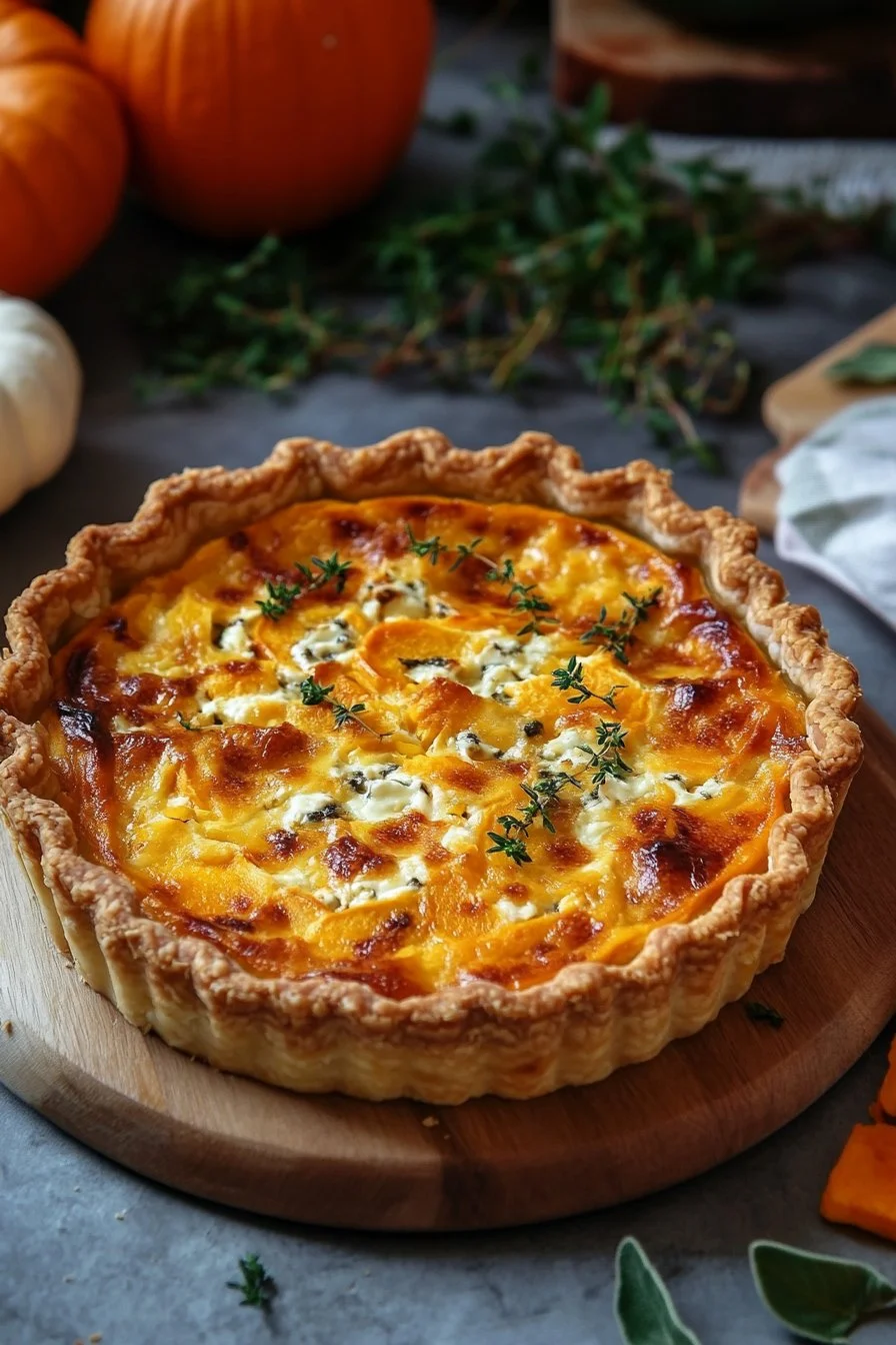 Pumpkin and Gorgonzola Quiche