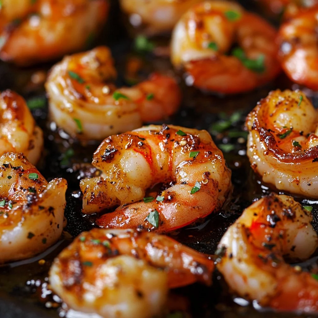 Delicious Cajun shrimp dish served with rice and herbs