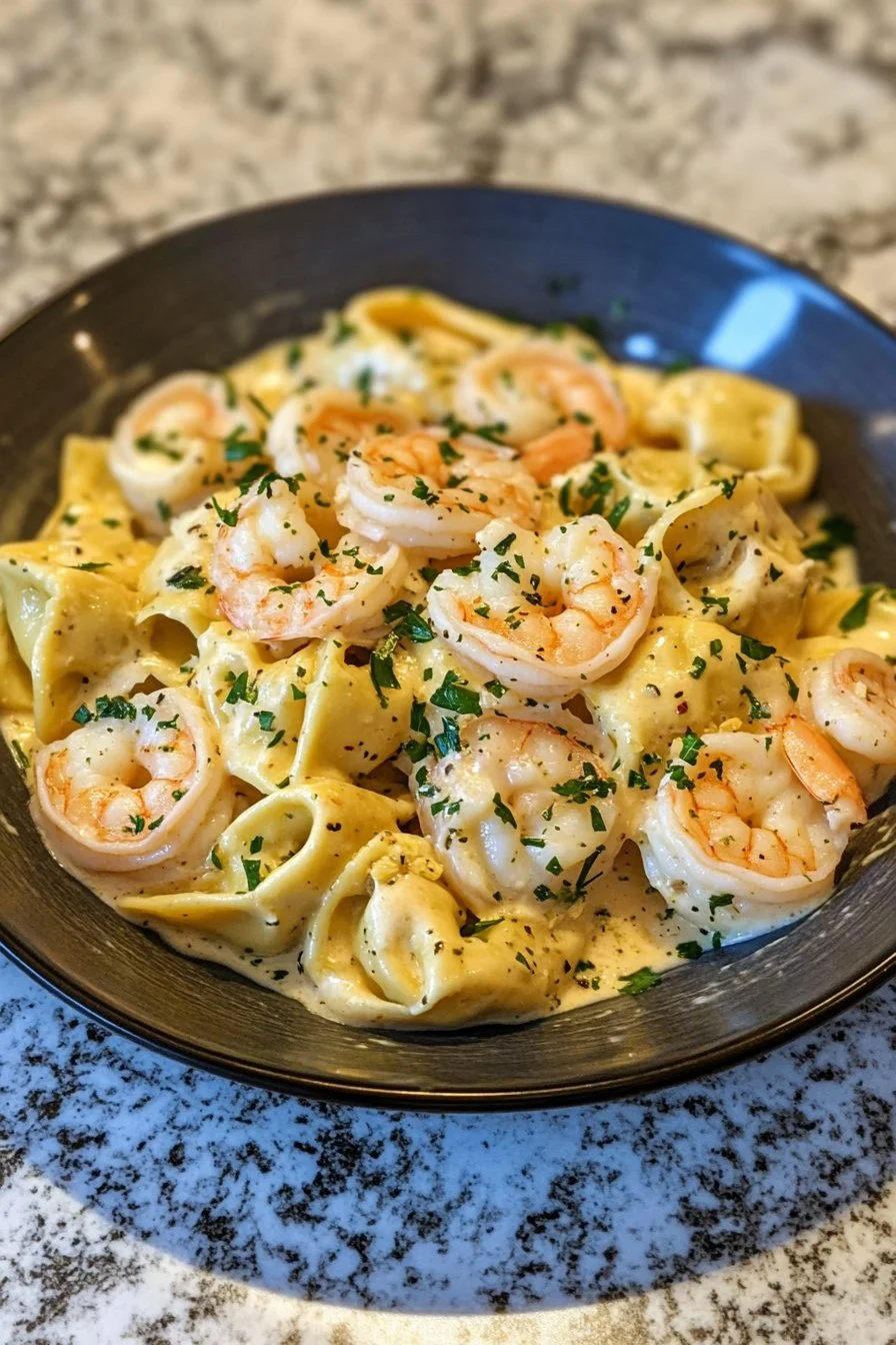 Shrimp Tortellini with Lemon Garlic Cream Sauce