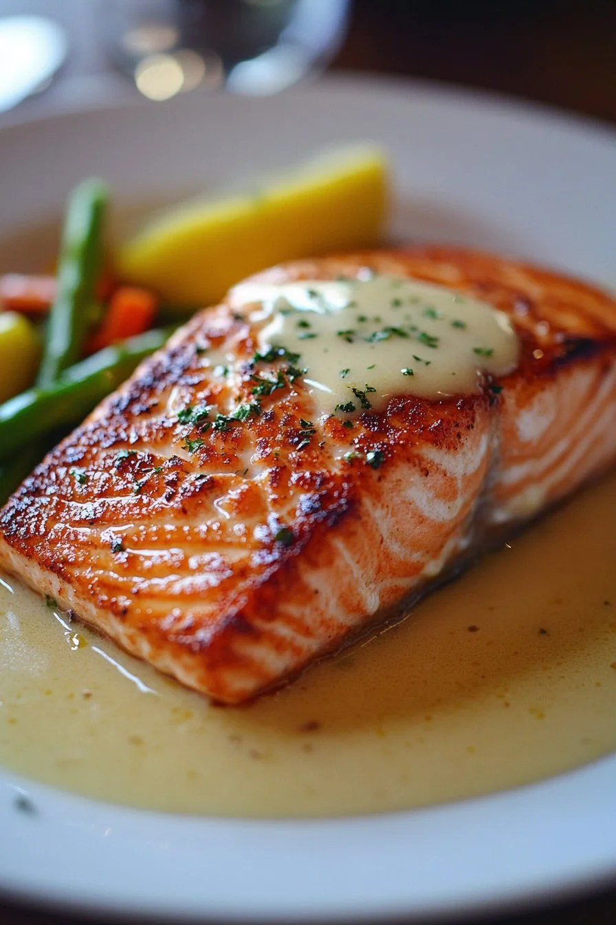 Baked Salmon with Lemon Butter Cream Sauce