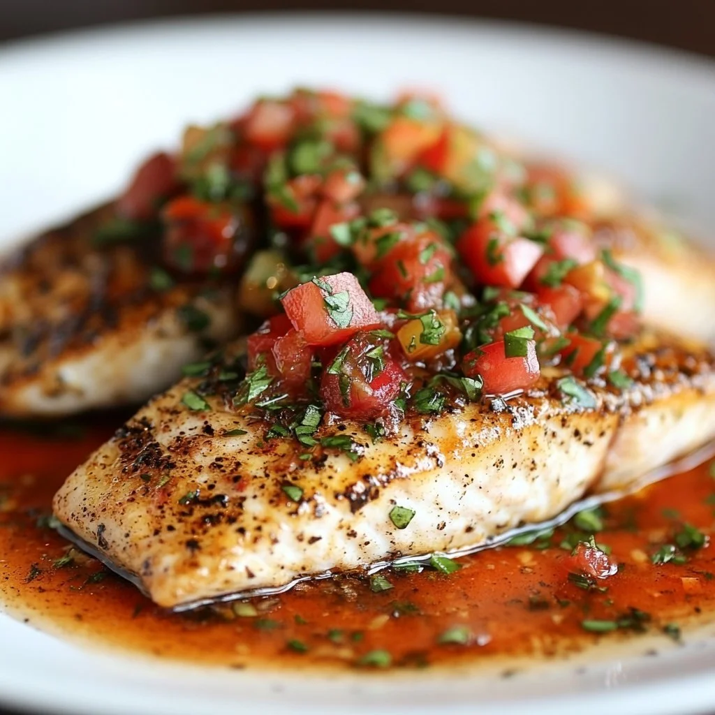 Delicious Red Snapper fillet served with spicy Creole sauce