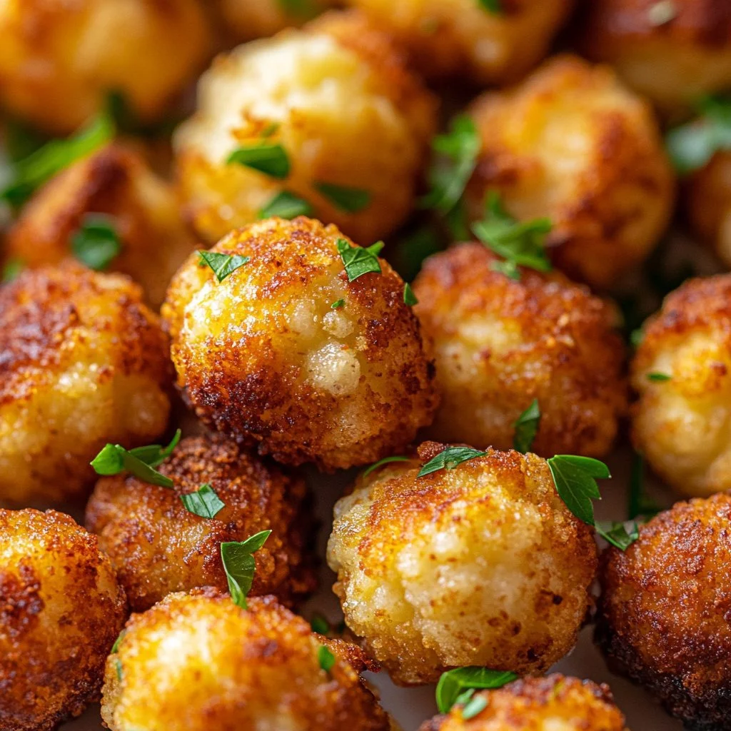 Crispy roasted cauliflower bites topped with Parmesan cheese