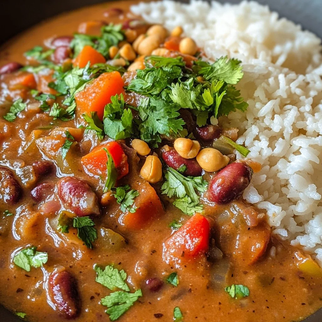 Bowl of Senegalese Mafé, a traditional peanut stew with vegetables and meat.